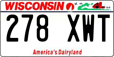 WI license plate 278XWT