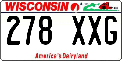 WI license plate 278XXG