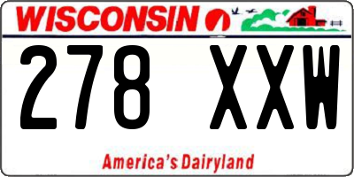 WI license plate 278XXW