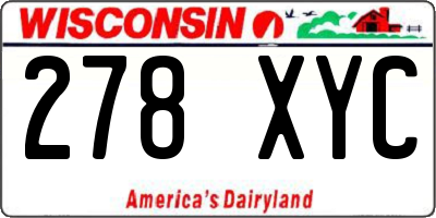 WI license plate 278XYC