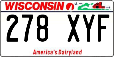 WI license plate 278XYF