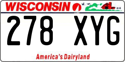 WI license plate 278XYG