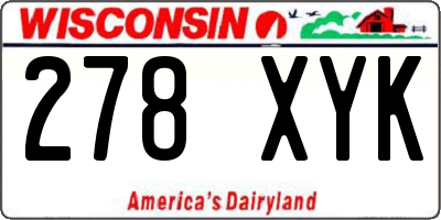 WI license plate 278XYK