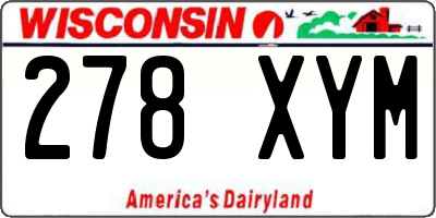 WI license plate 278XYM