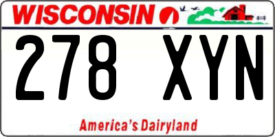 WI license plate 278XYN