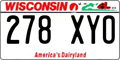 WI license plate 278XYO