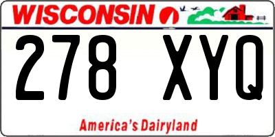WI license plate 278XYQ