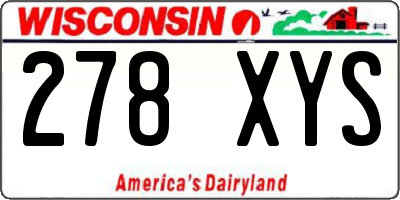 WI license plate 278XYS