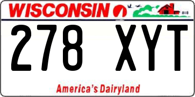 WI license plate 278XYT