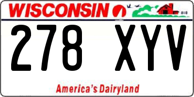 WI license plate 278XYV