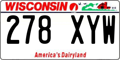 WI license plate 278XYW