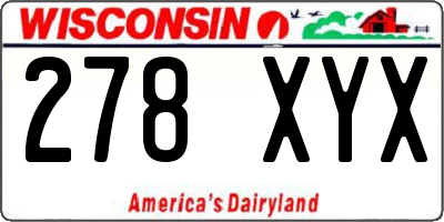 WI license plate 278XYX