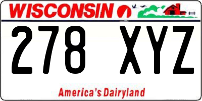 WI license plate 278XYZ