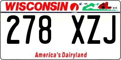 WI license plate 278XZJ
