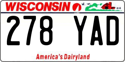 WI license plate 278YAD