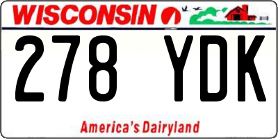WI license plate 278YDK