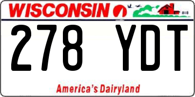 WI license plate 278YDT