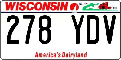 WI license plate 278YDV