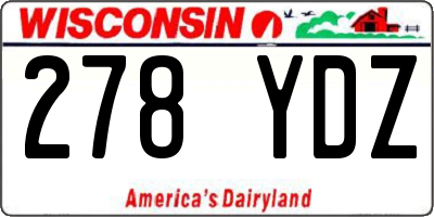 WI license plate 278YDZ