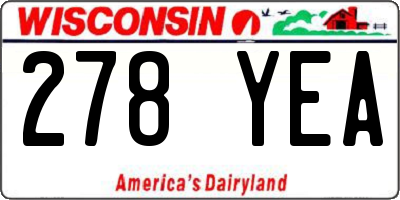 WI license plate 278YEA