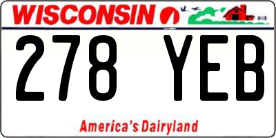 WI license plate 278YEB