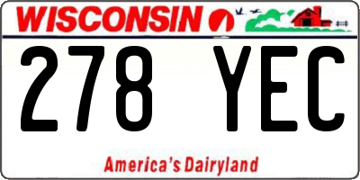 WI license plate 278YEC