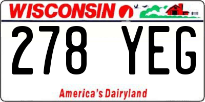 WI license plate 278YEG