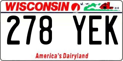 WI license plate 278YEK