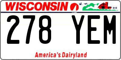 WI license plate 278YEM