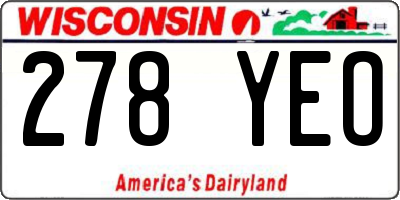 WI license plate 278YEO