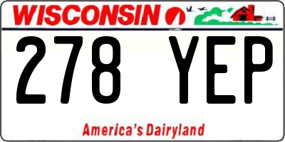 WI license plate 278YEP