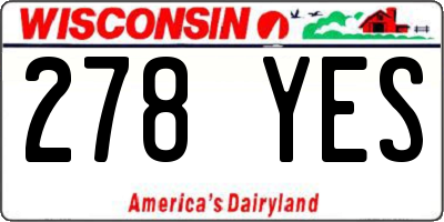 WI license plate 278YES