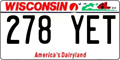 WI license plate 278YET