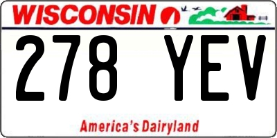 WI license plate 278YEV