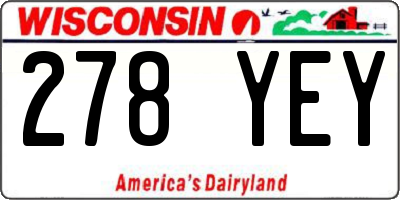 WI license plate 278YEY