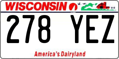 WI license plate 278YEZ
