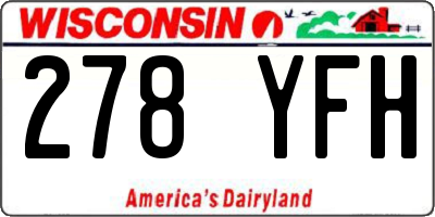 WI license plate 278YFH