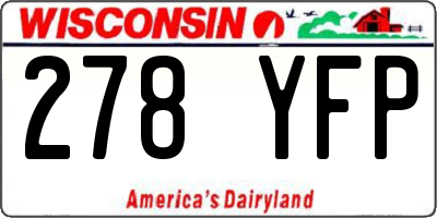 WI license plate 278YFP