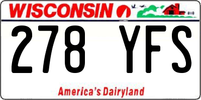 WI license plate 278YFS