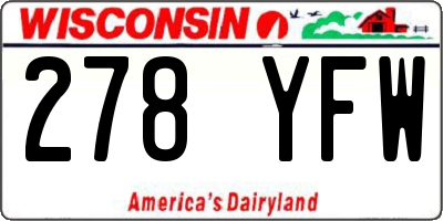 WI license plate 278YFW