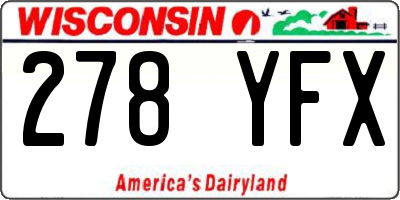 WI license plate 278YFX