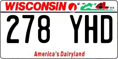 WI license plate 278YHD