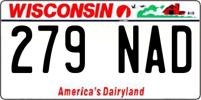 WI license plate 279NAD