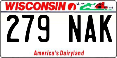 WI license plate 279NAK