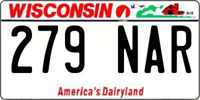 WI license plate 279NAR