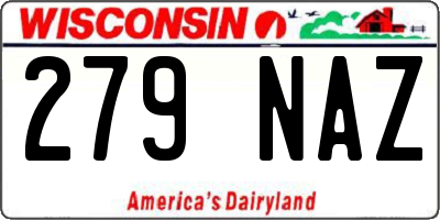 WI license plate 279NAZ