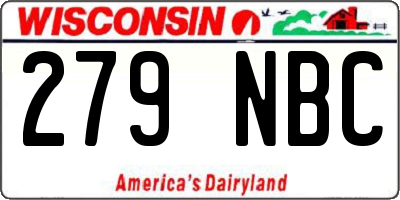 WI license plate 279NBC