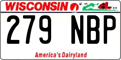 WI license plate 279NBP