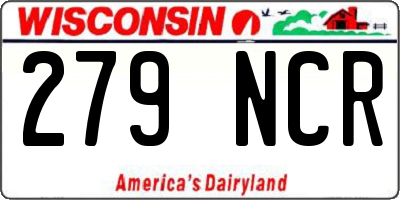WI license plate 279NCR