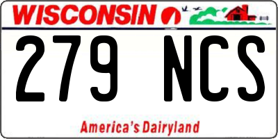 WI license plate 279NCS